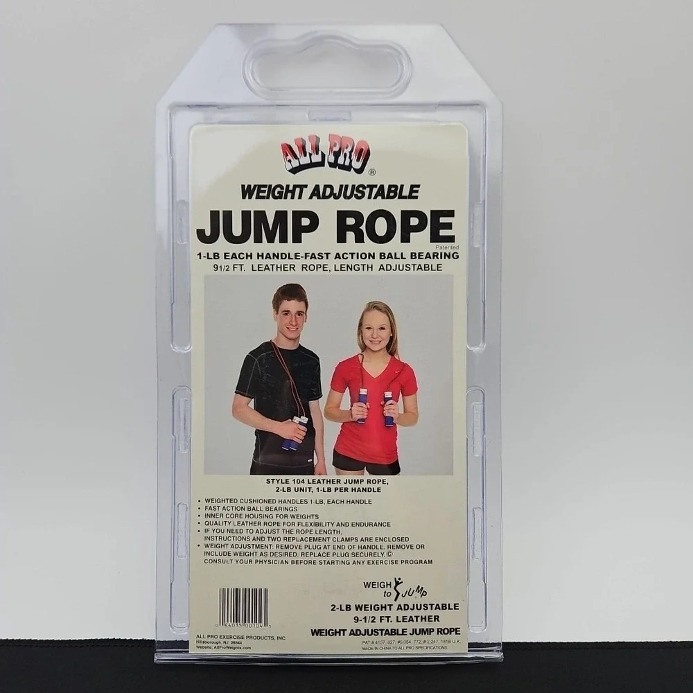 All Pro Weight Adjustable Jump Rope, 2‎ Lb Unit, 1 lb Each Handle, 9 1/2ft